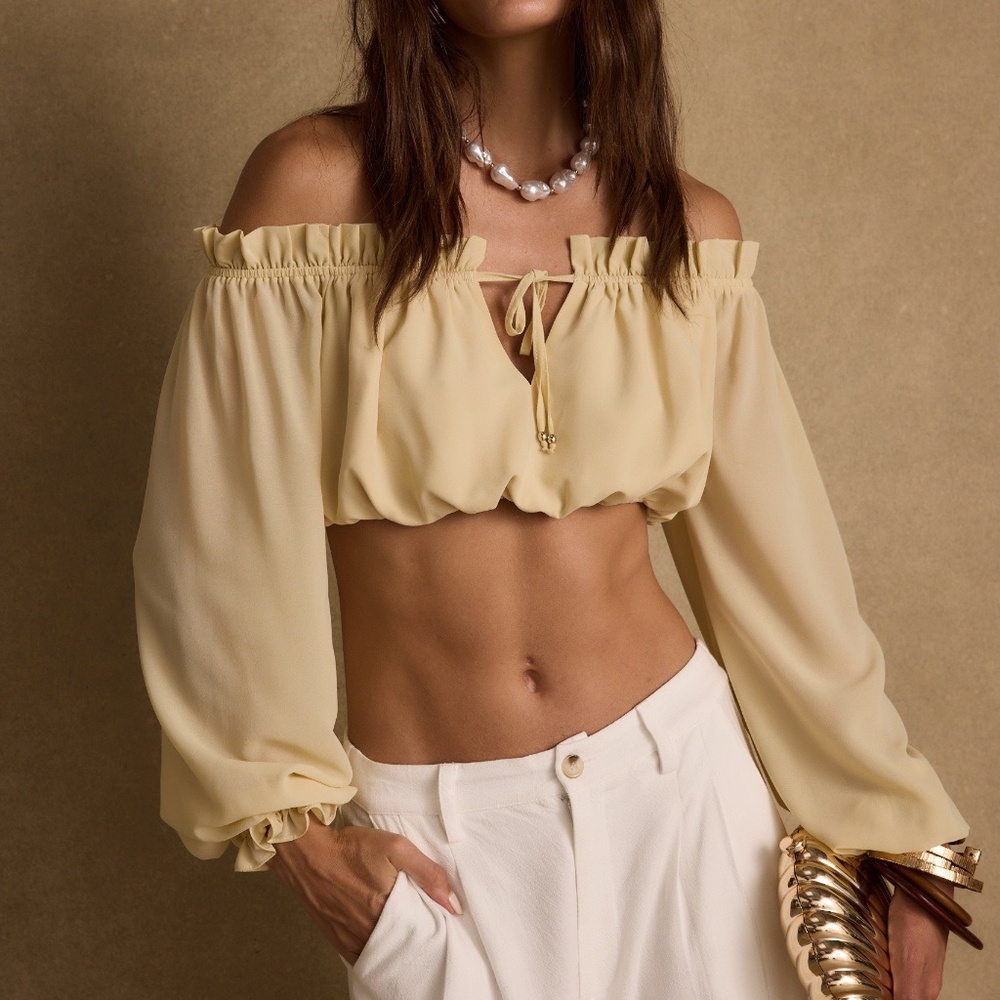 12th Tribe Panama Baby Yellow Chiffon Top Size MM